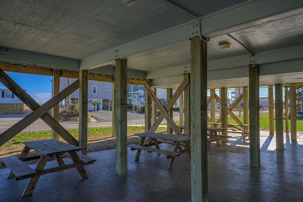 Picnic area under the building