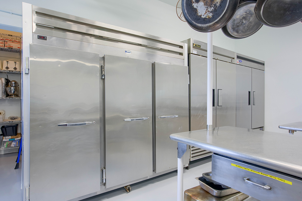 Kitchen with large freezer and fridge space